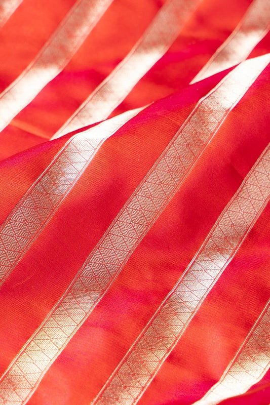 Handwoven Red Stripe Silk Fabric