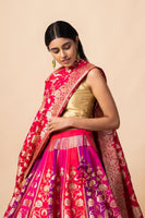 Handwoven Pink and Purple Rangkat Silk Lehenga (The Crossing 2019)