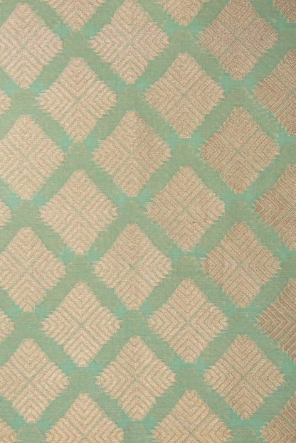 Handwoven Mint Green Chaderi Cotton Blouse Fabric