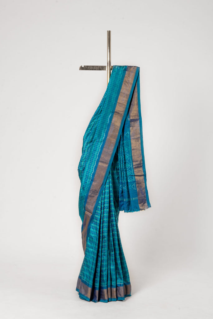 Handwoven Blue Silk Sari