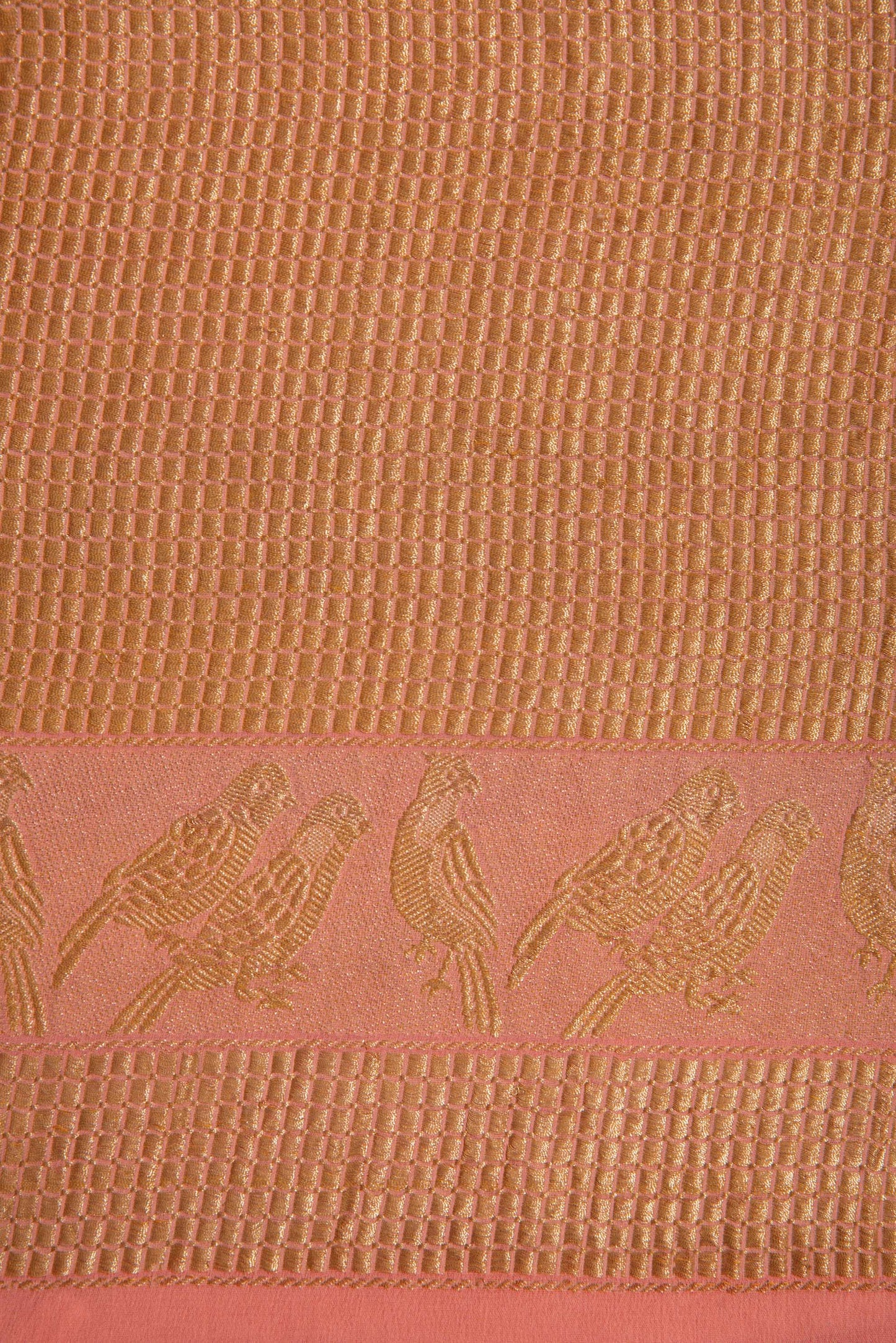 Handwoven Pink Georgette Sari