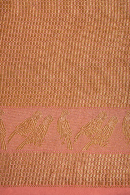 Handwoven Pink Georgette Sari