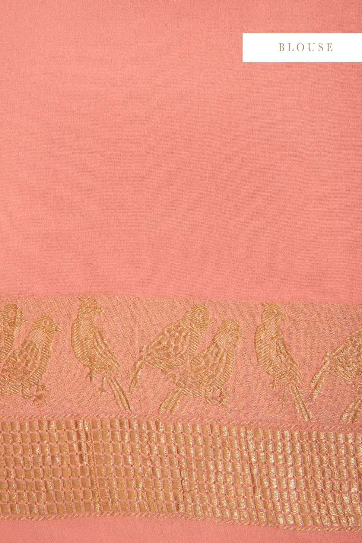 Handwoven Pink Georgette Sari