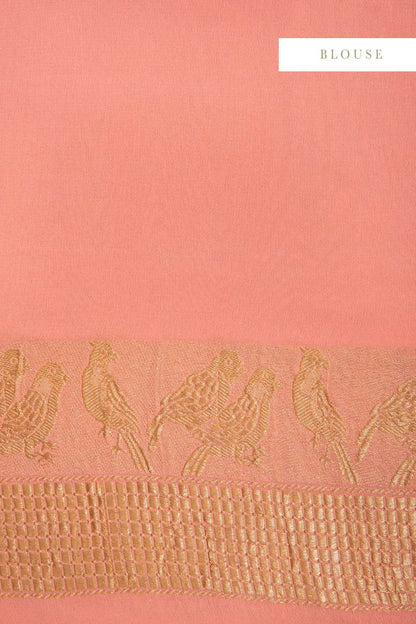 Handwoven Pink Georgette Sari