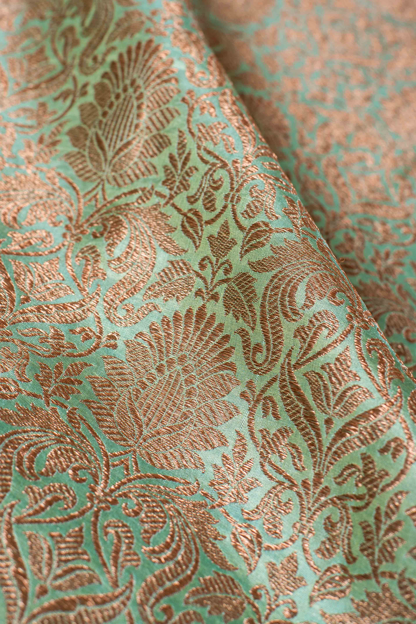 Handwoven Green Silk Blouse Fabric
