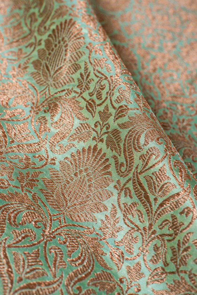 Handwoven Green Silk Blouse Fabric