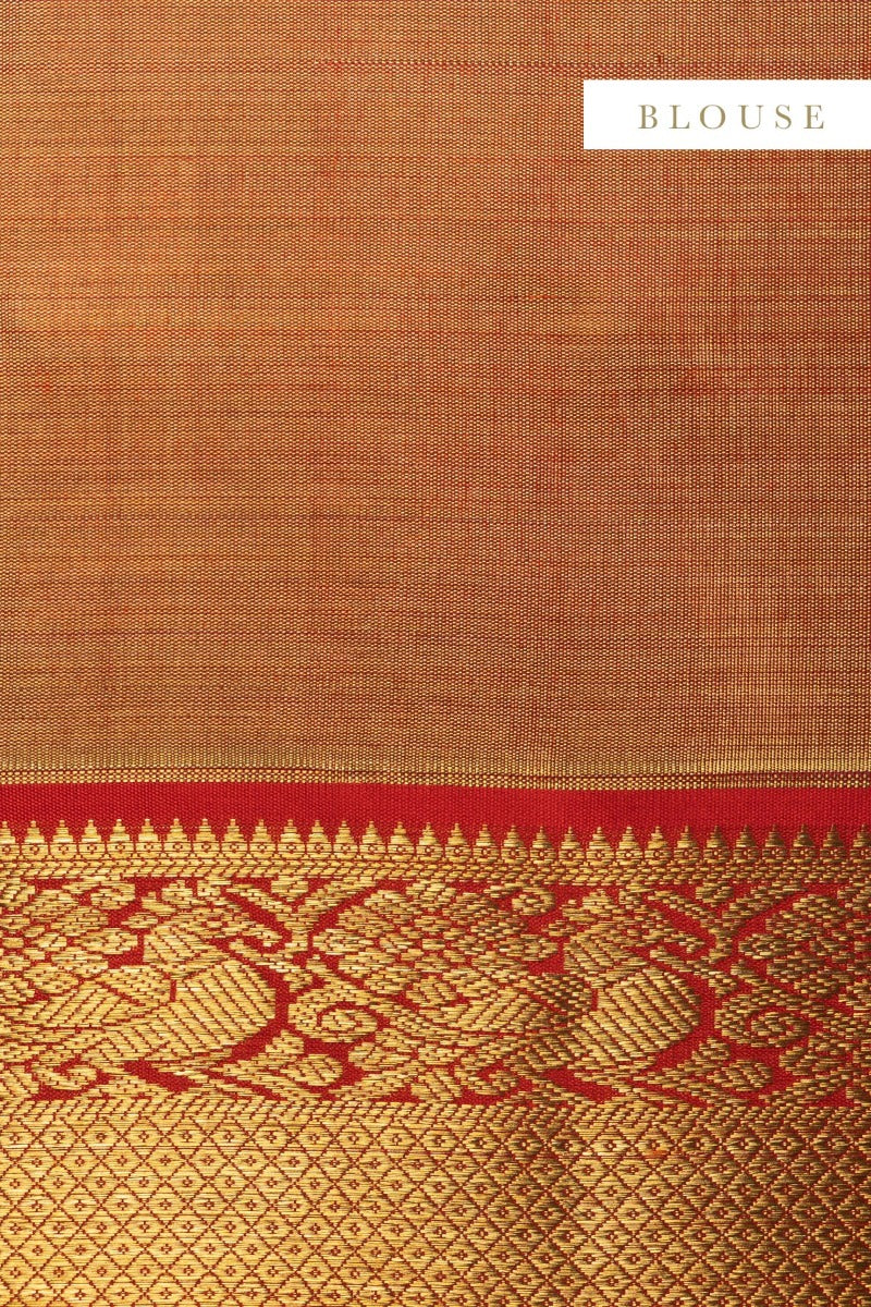 Handwoven Golden Kanjivaram Real Zari Silk Sari