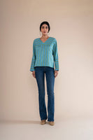 Handwoven Blue V- Neck Top