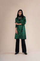 Handwoven Green Leapord Print Inspired Long Jacket