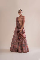 Handwoven Peach Digital Printed Silk Lehenga