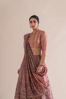 Handwoven Peach Digital Printed Silk Lehenga