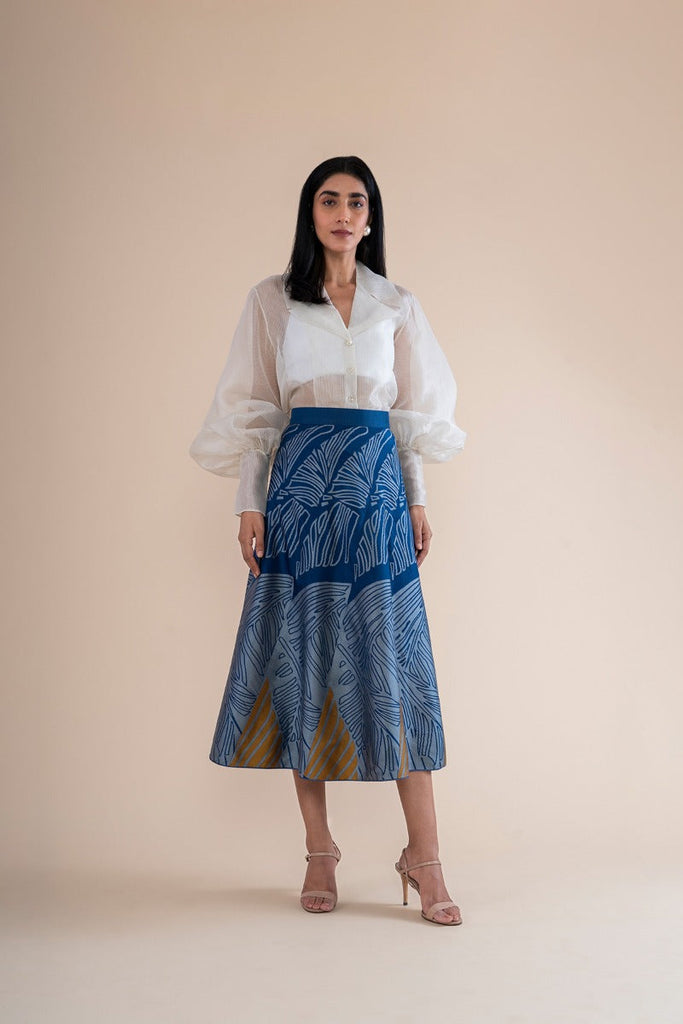 Handwoven Blue Silk Twisted Skirt
