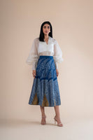 Handwoven Blue Silk Twisted Skirt