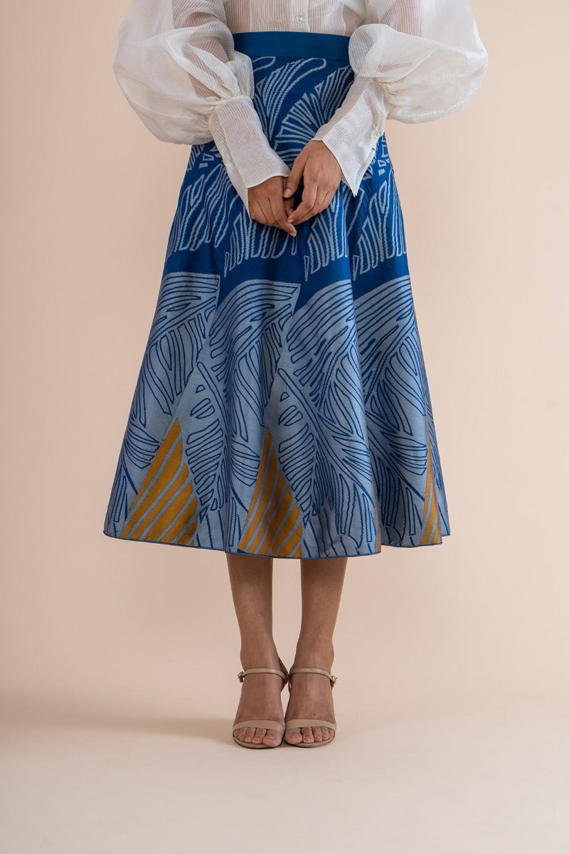Handwoven Blue Silk Twisted Skirt