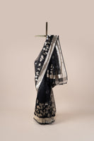 Handwoven Black Organza Sari With Butterfly Motifs
