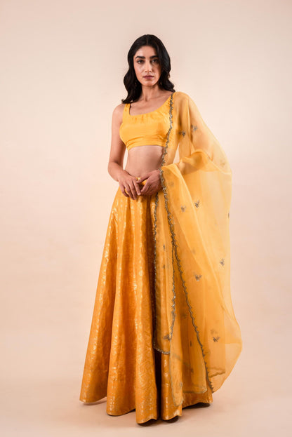 Handwoven Yellow Silk Lehenga