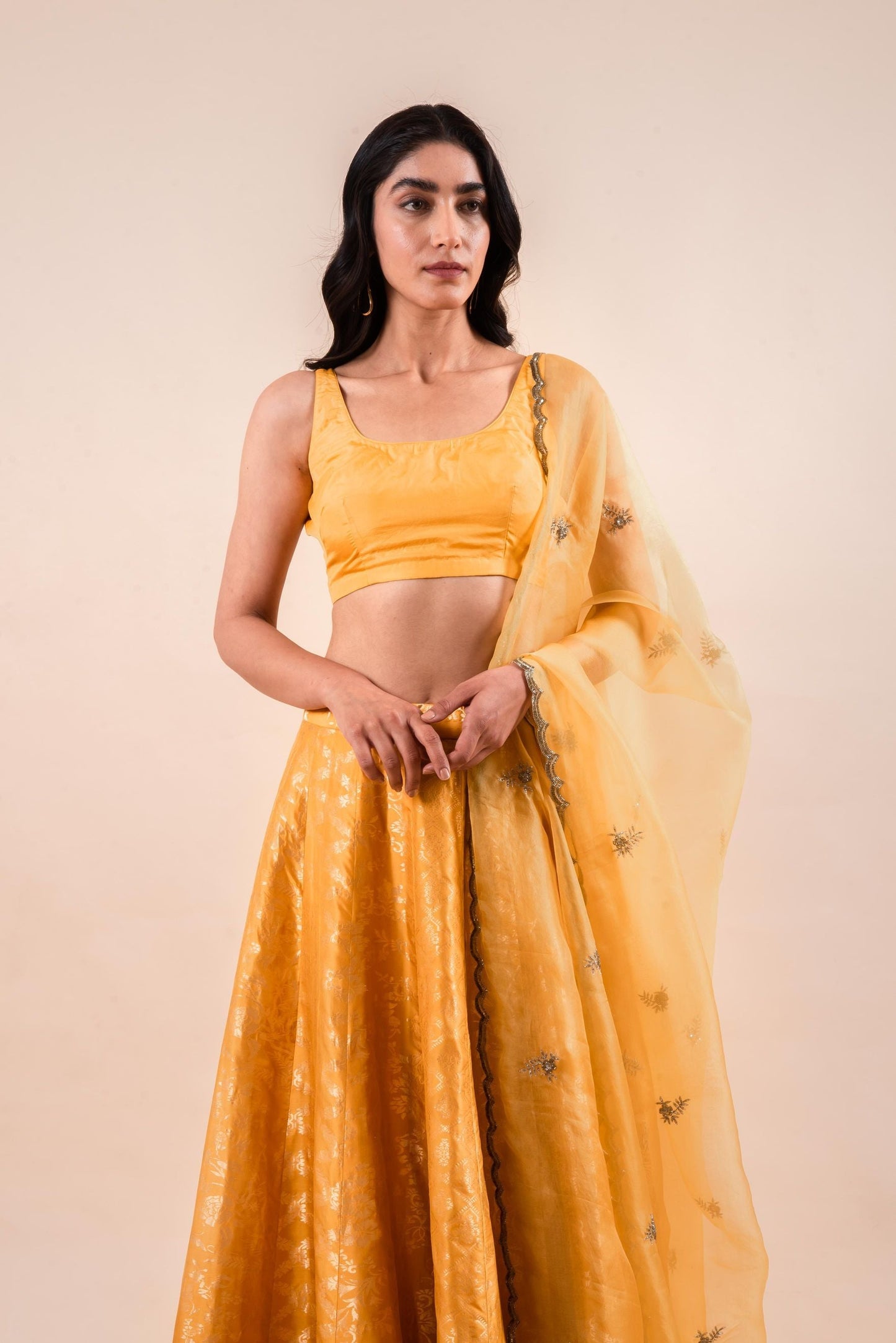 Handwoven Yellow Silk Lehenga