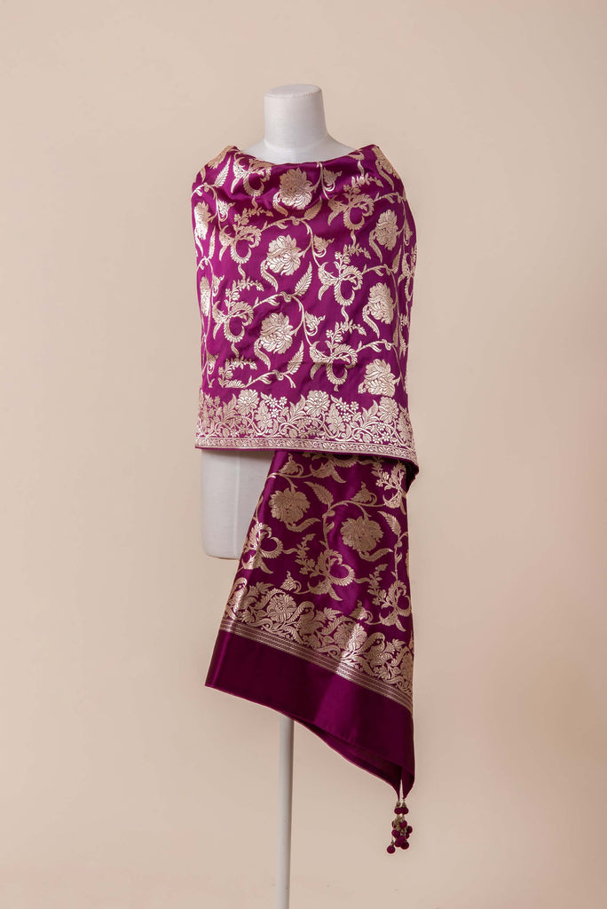 Handwoven Purple Silk Dupatta