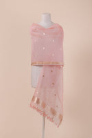 Handwoven Light Pink Organza Dupatta