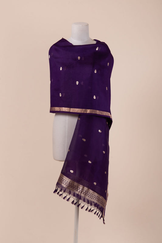 Handowoven Purple Organza Dupatta