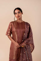 Handwoven Pink Silk Kurta and Palazzo