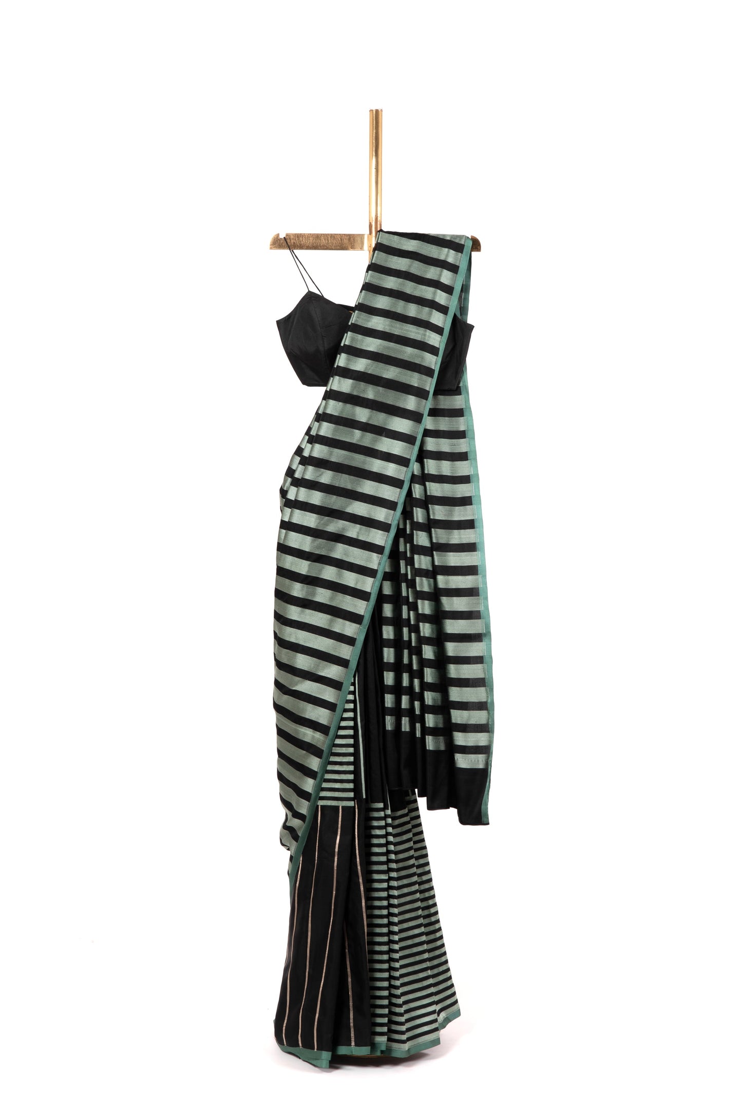 Black Forest Displaced Striped Saree