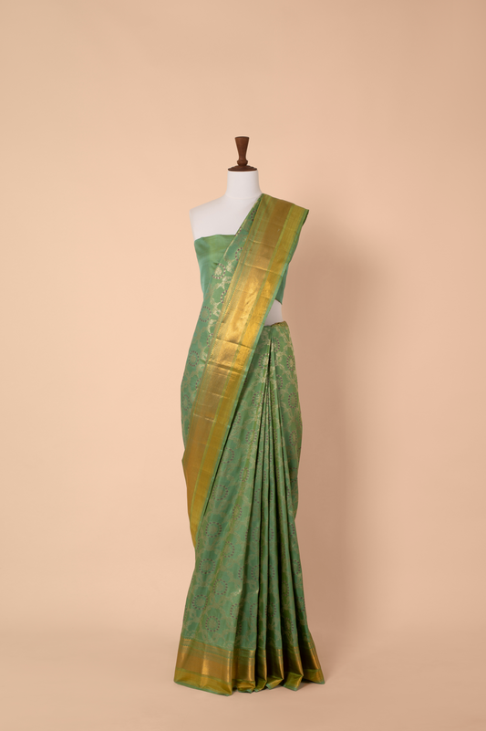 Handwoven Green Kanjivaram Silk Sari