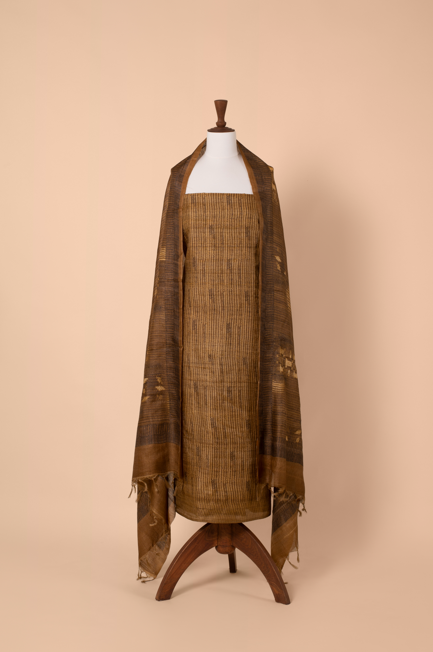 Handwoven Mustard Tussar Silk Suit Piece