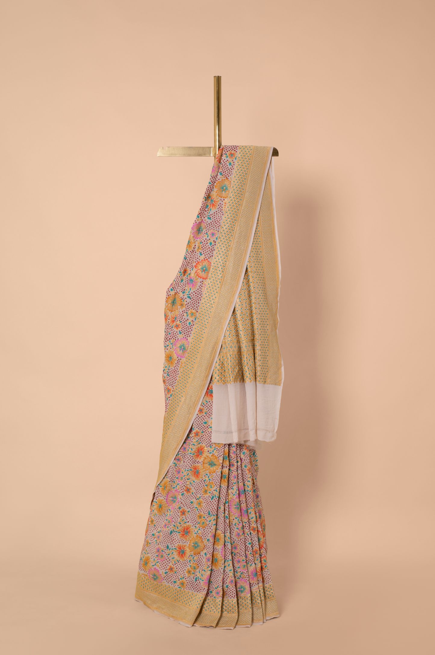 Handwoven Multicolor Bandhani Georgette Sari