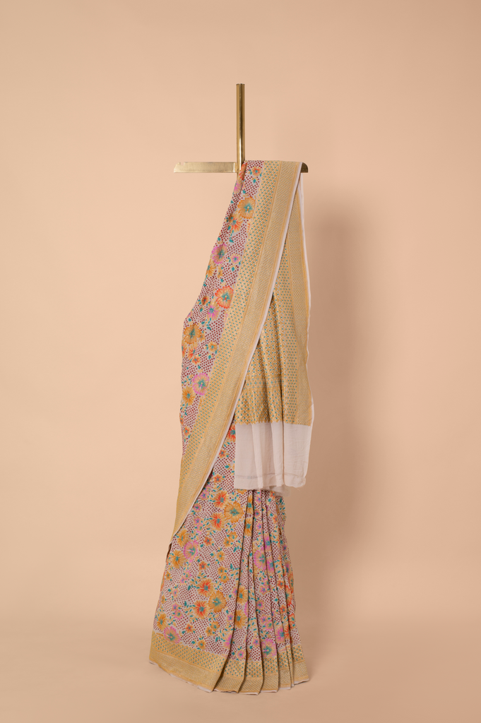 Handwoven Multicolor Bandhani Georgette Sari