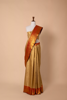 Handwoven Gold Kanjivaram Silk Sari
