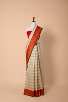 Handwoven White Kanjivaram Silk Sari