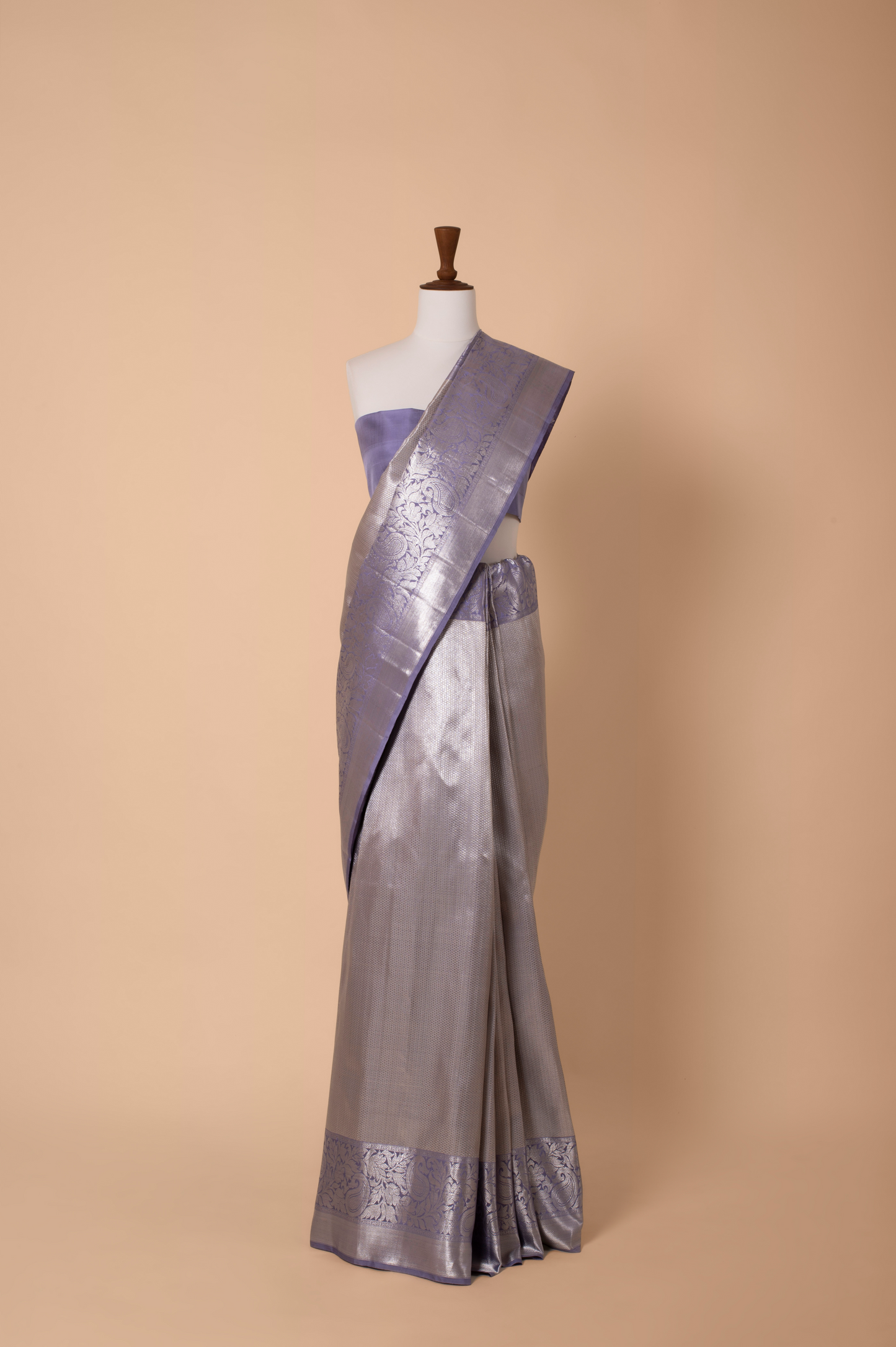 Handwoven Mauve Kanjivaram Silk Sari