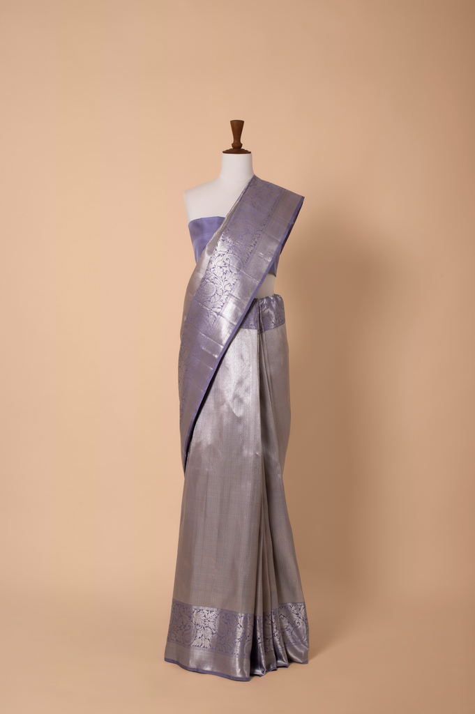 Handwoven Mauve Kanjivaram Silk Sari