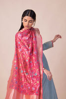 Handwoven Rouge Pink Silk Dupatta