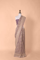 Handwoven Mauve Georgette Sari