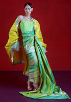 Handwoven Green Satin Silk Sari
