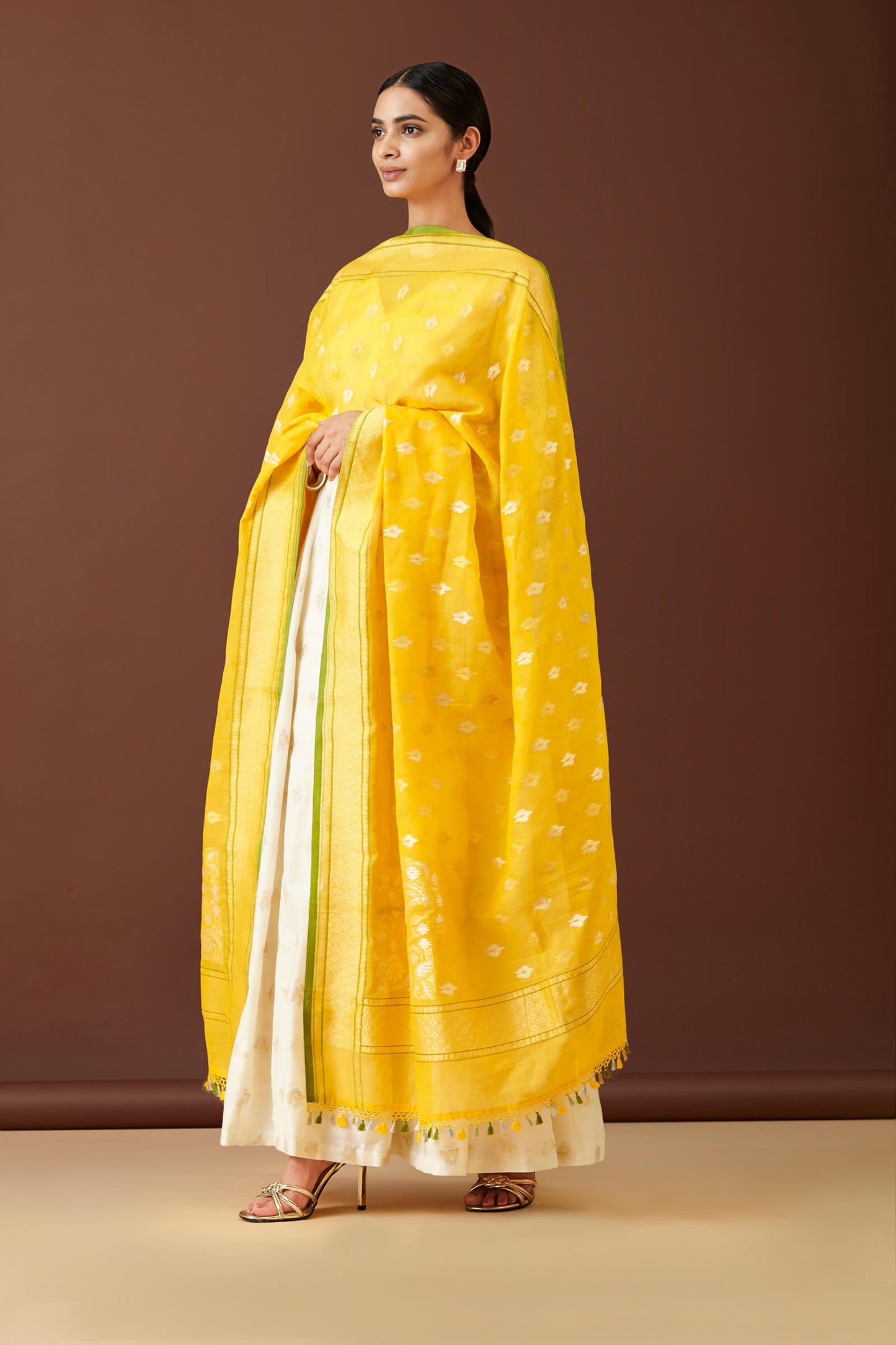 Handwoven Yellow Cotton Dupatta