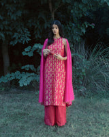 Handwoven Pink Silk kurta