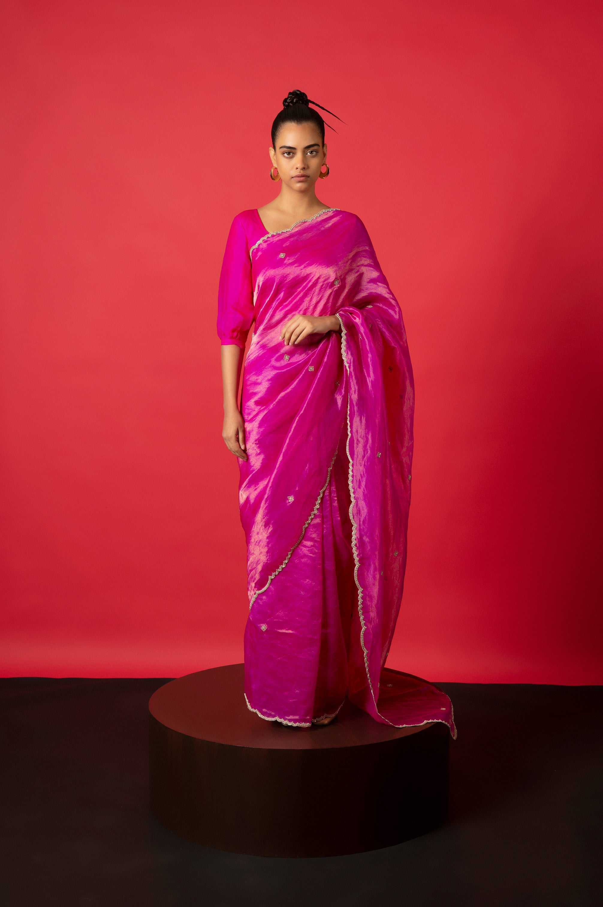 Tissue Fabric Red Color Awesome Function Wear Saree