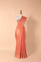 Handwoven Peach Kanjivaram Silk Sari