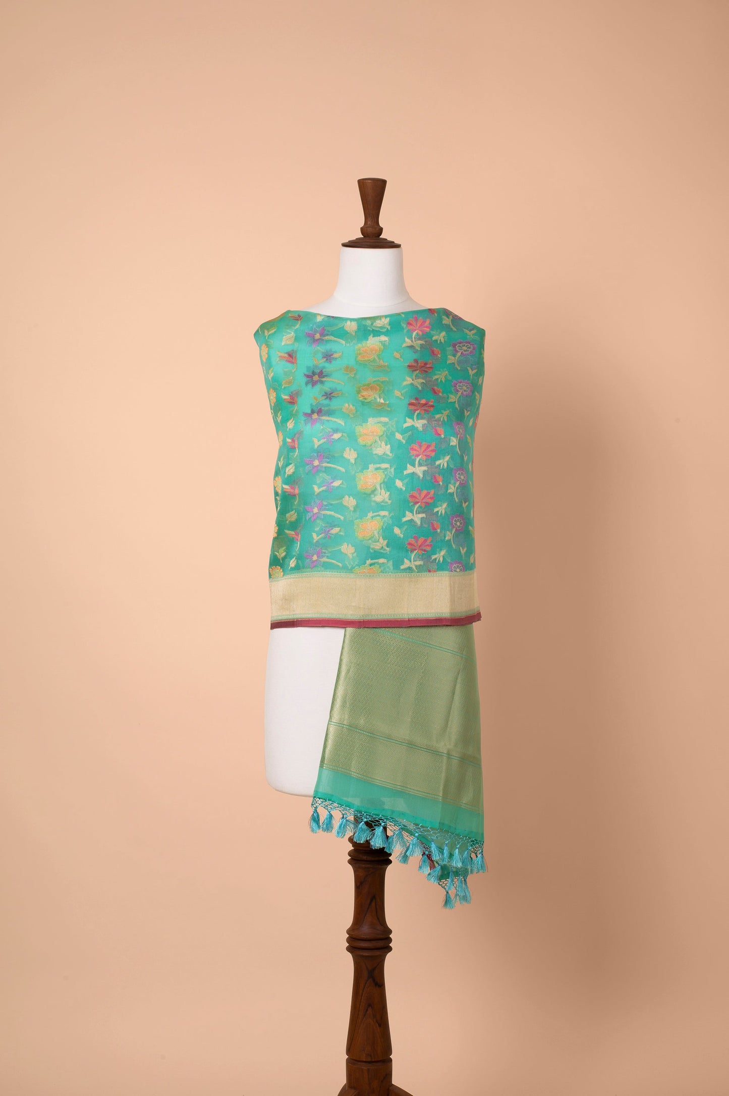 Handwoven Blue Organza Dupatta