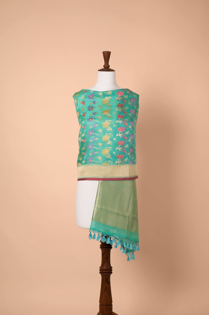 Handwoven Blue Organza Dupatta
