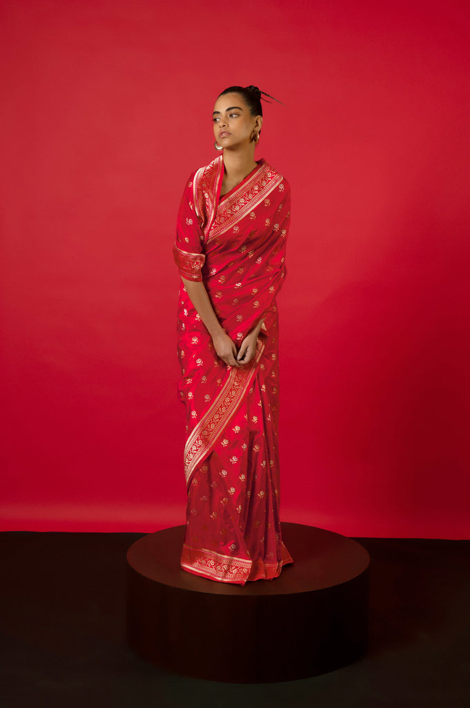 Handwoven Red Silk Saree