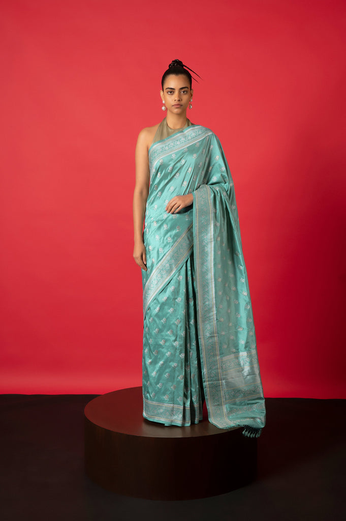 Handwoven Blue Silk Saree