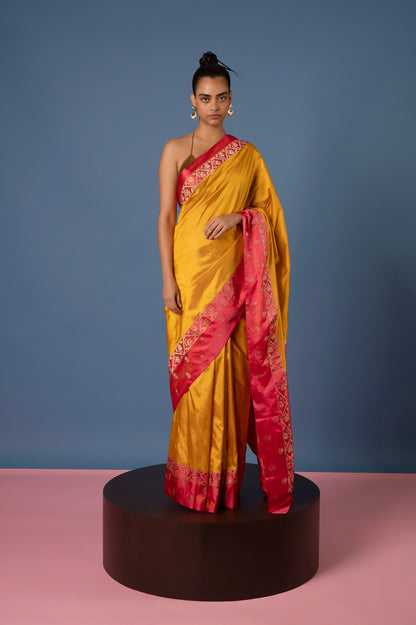 Handwoven Mustard Silk Sari