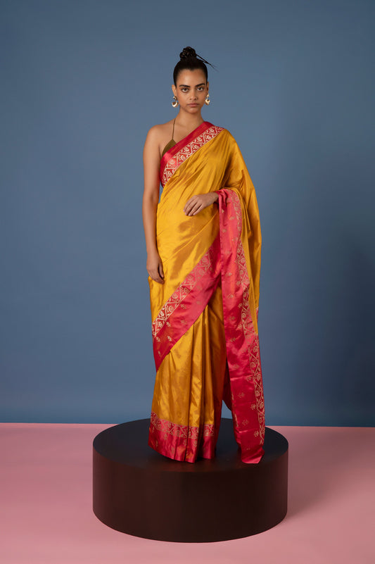 Handwoven Mustard Silk Sari