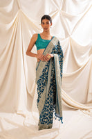 Handwoven Blue Georgette Saree