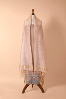 Handwoven Peach Chanderi Suit Piece