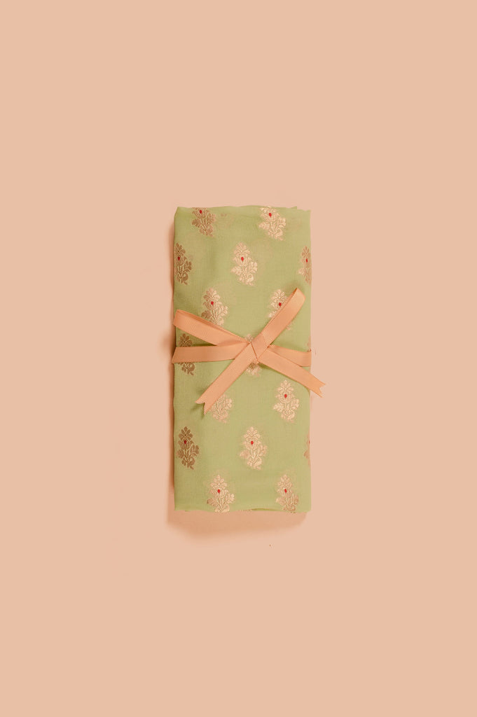 Handwoven Green Georgette Blouse Fabric